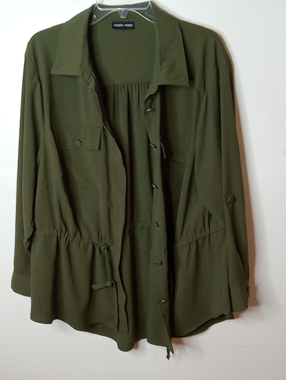 Modern Women Women's XL Olive Utility Drawstring Jacket SHACKET